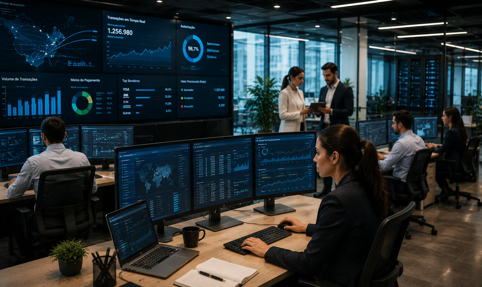 Pagamentos digitais com escala, disponibilidade e controle operacional.